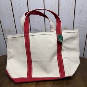 LL Bean Boat And Tote Bag Medium Red USA Made Canvas Zip Top Vintage NEW